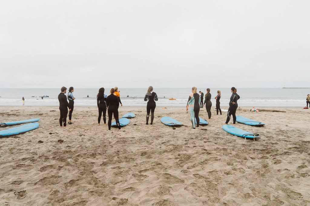 group surf lesson in half moon bay ca
